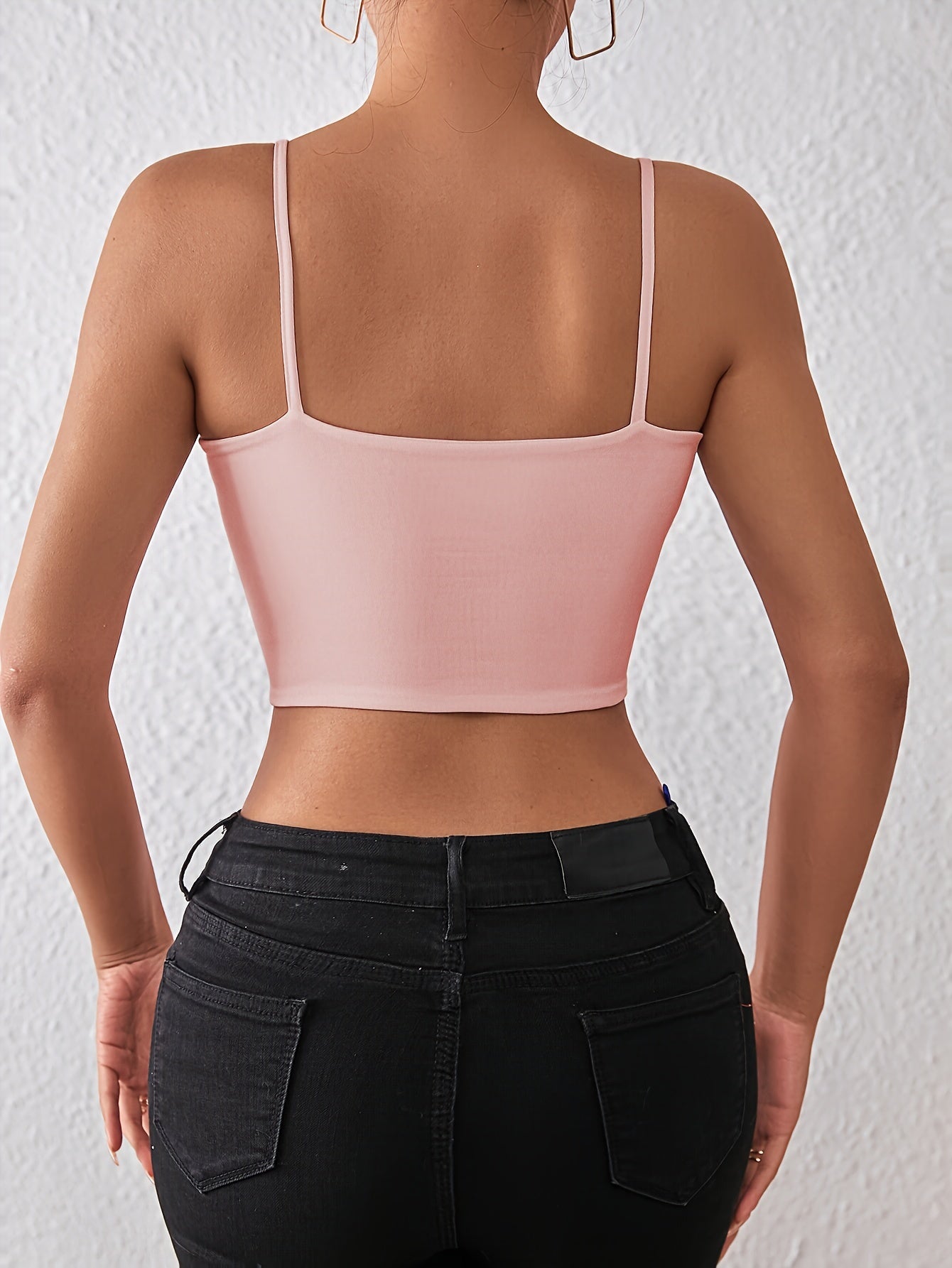 Crop top met spaghettibandjes, veelzijdige cami-top zonder rug voor de zomer, dameskleding