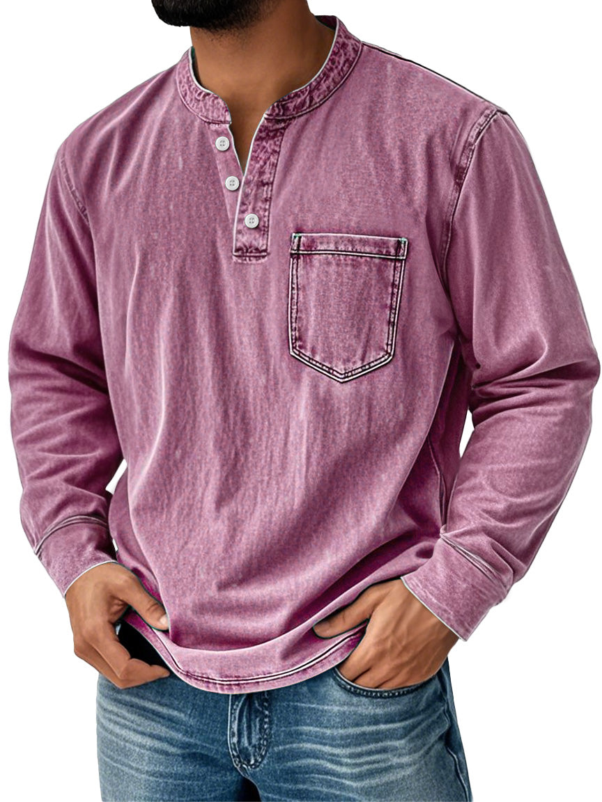 Heren Henley Shirt Lange Mouwen