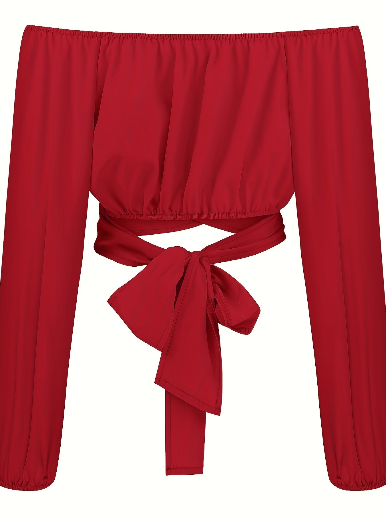 Stevige Kruis Terug Crop Blouse, Casual Schouderloze Lange Mouw Top, Dameskleding Voor Coquette/Schattige/Y2K Stijl