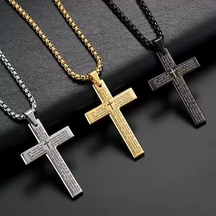 1 stuk Europese en Amerikaanse trendy nieuwe religieuze gegraveerde kruisketting, en veelzijdig voor mannen en vrouwen, kruis hanger ketting