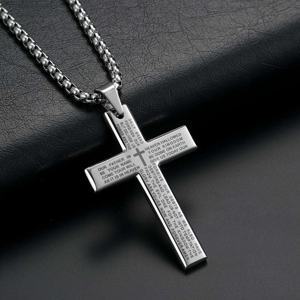 1 stuk Europese en Amerikaanse trendy nieuwe religieuze gegraveerde kruisketting, en veelzijdig voor mannen en vrouwen, kruis hanger ketting