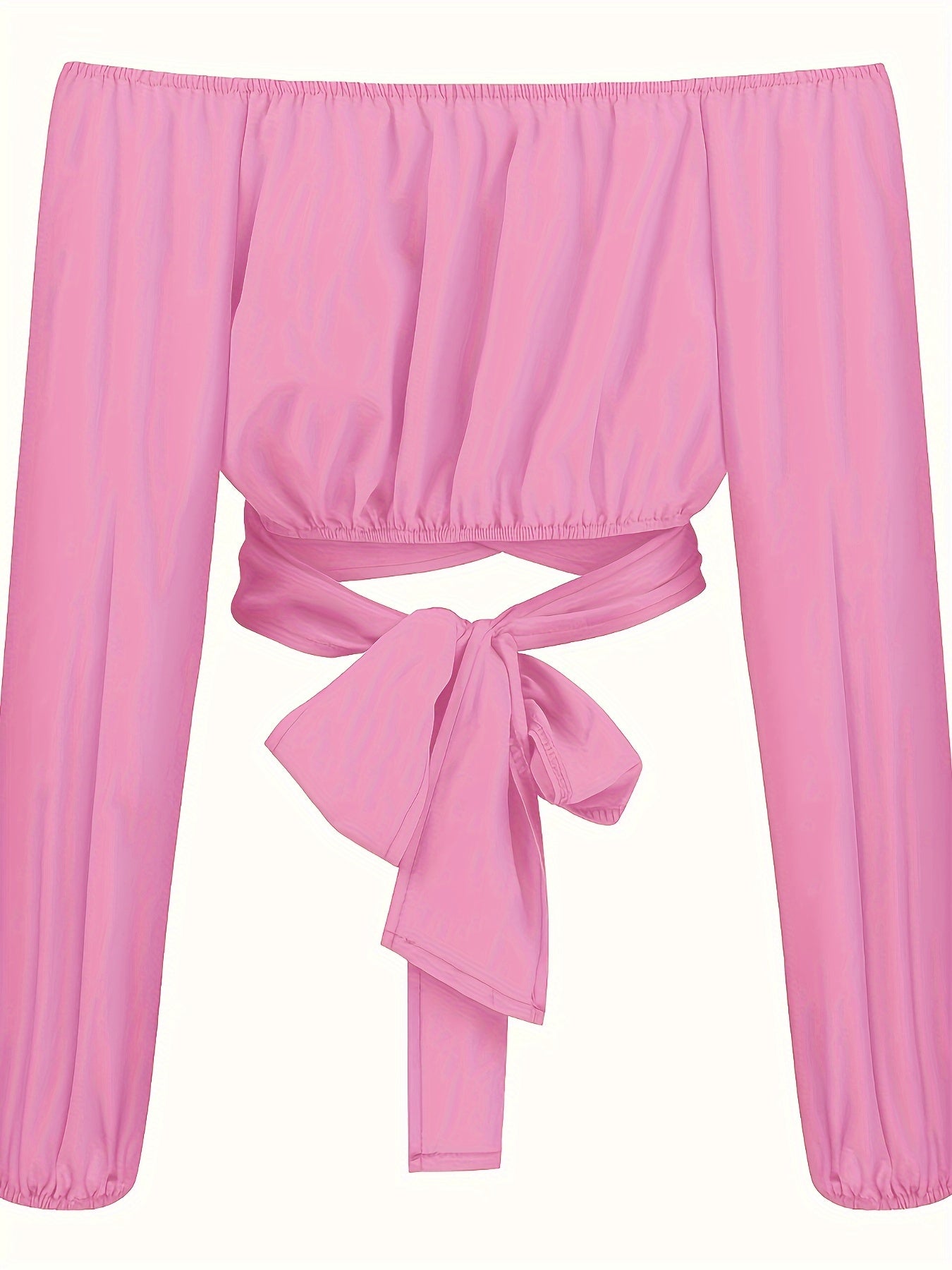 Stevige Kruis Terug Crop Blouse, Casual Schouderloze Lange Mouw Top, Dameskleding Voor Coquette/Schattige/Y2K Stijl