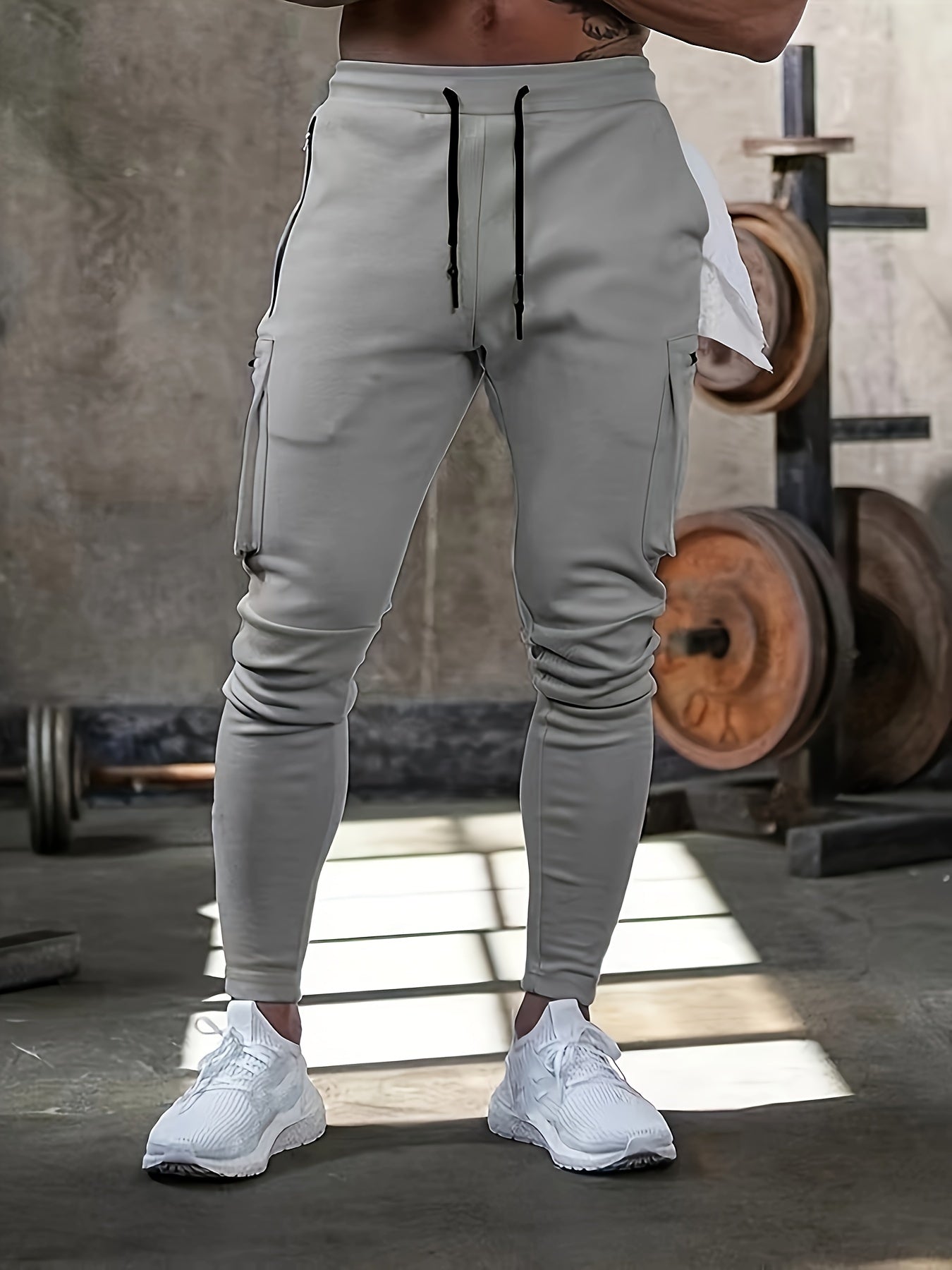 Herensportbroek met camouflageprint, multifunctionele cargojoggingbroek, casual trainingsbroek voor de sportschool, veelzijdige sportbroek met trekkoord en zakken, outdoor kleding.