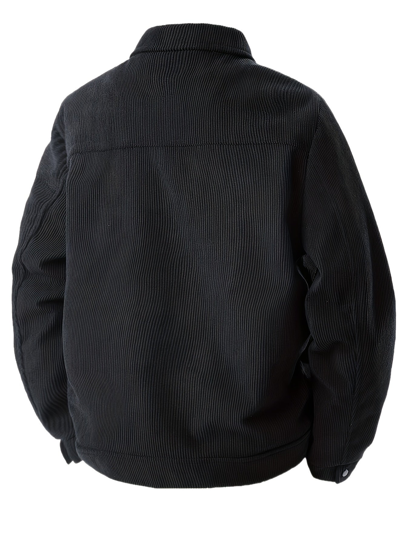 Herencorduroy Cargojack - Zwart, Ontwerp met Meerdere Zakken en Klepzakken, Knoopsluiting, Lange Mouwen, Casual Stijl, Machinewasbaar, Polyester Materiaal