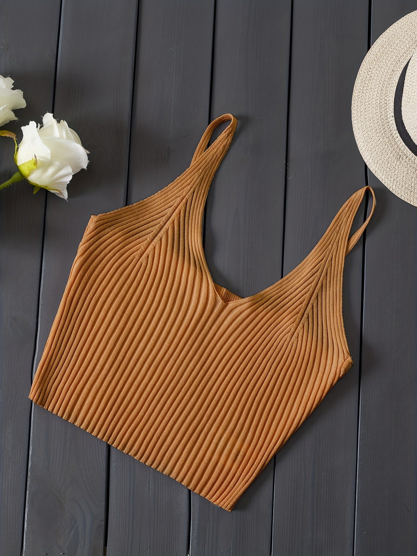 Valentijnsdag Geribbelde Gebreide Crop Cami Top, Y2K Mouwloze Top Voor Lente & Zomer, Dameskleding