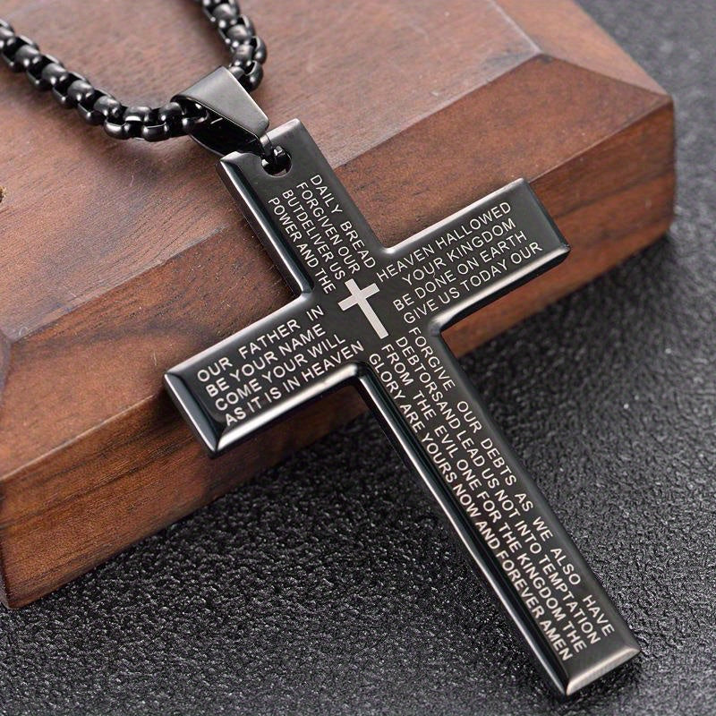 1 stuk Europese en Amerikaanse trendy nieuwe religieuze gegraveerde kruisketting, en veelzijdig voor mannen en vrouwen, kruis hanger ketting