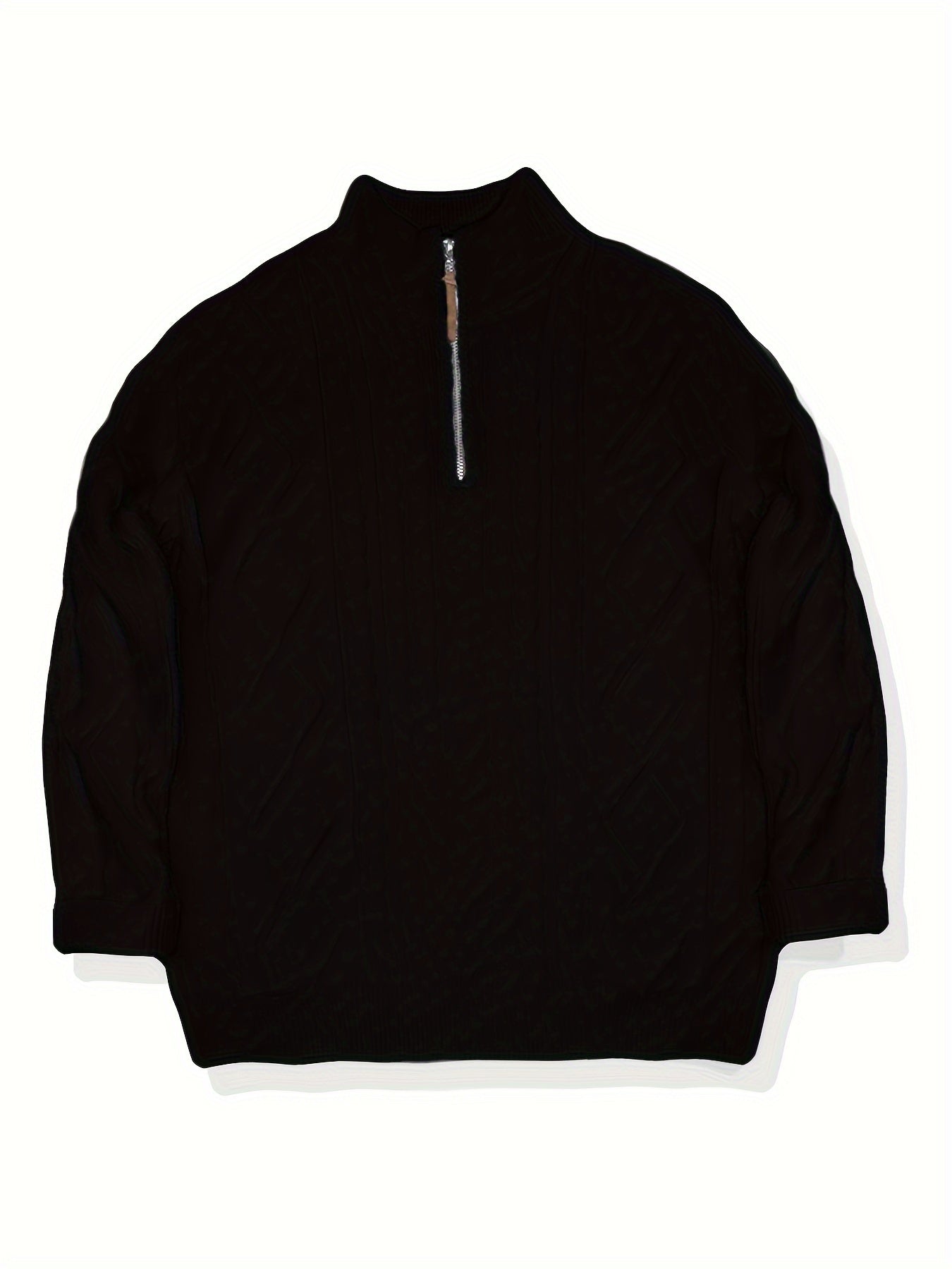 Heren Casual Effen Kleur Viscose Blend Knit 1/4 Zip Trui, Herfst/Winter, Machine Wasbaar