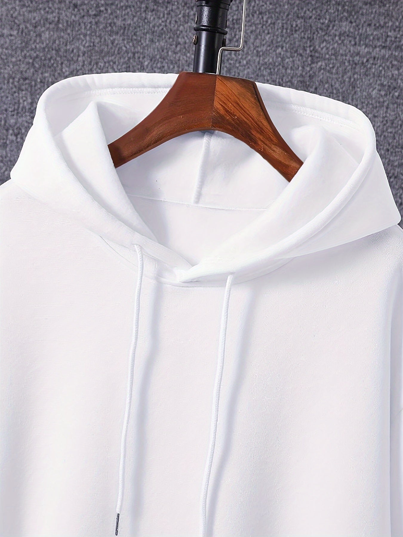 Heren Casual Hoodie met Kersenbloesem Print, 100% Polyester Breiselstof, Lichte Stretch, Losse Pasvorm, Lente/Herfst Weekendkleding, 250g/m² - Wit