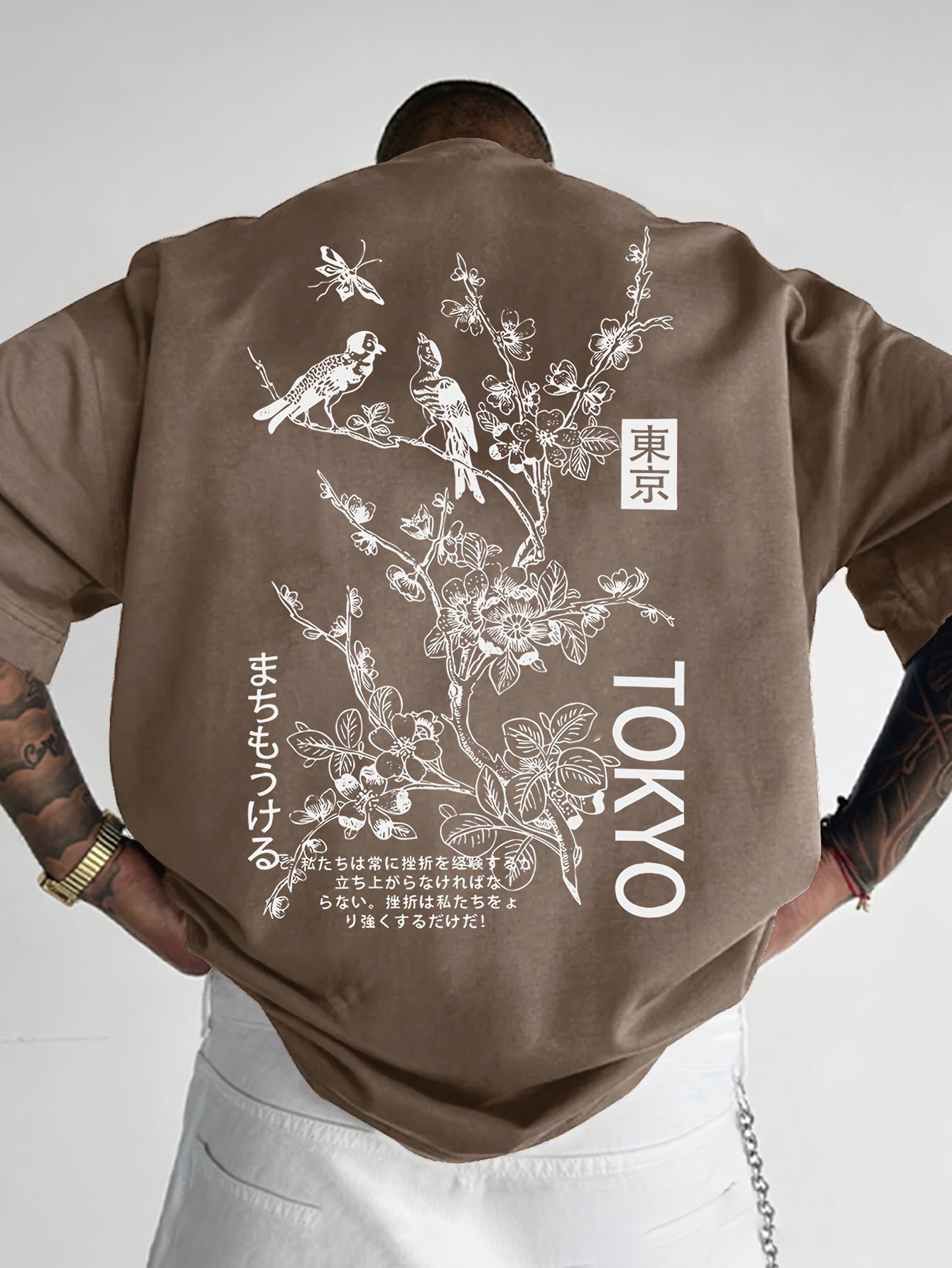 Heren Casual T-Shirt met Bloemen- & Vogelprint - Ademend Polyester, Ronde Hals, Korte Mouwen - Perfect voor de Zomer