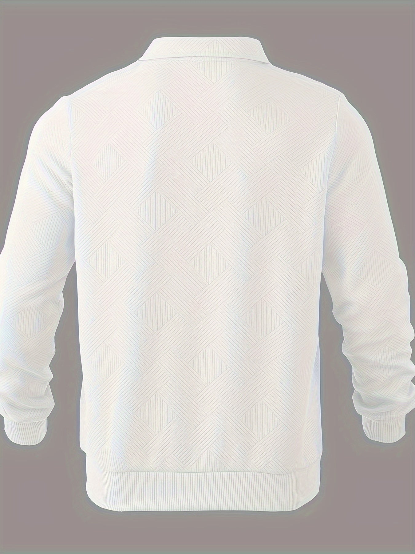 Heren Casual Henley Pullover Trui - Geometrisch Patroon Gebreide Stof met Rits, Polyester & Elastaan Blend, Revers Kraag, Lichte Stretch voor Herfst/Winter