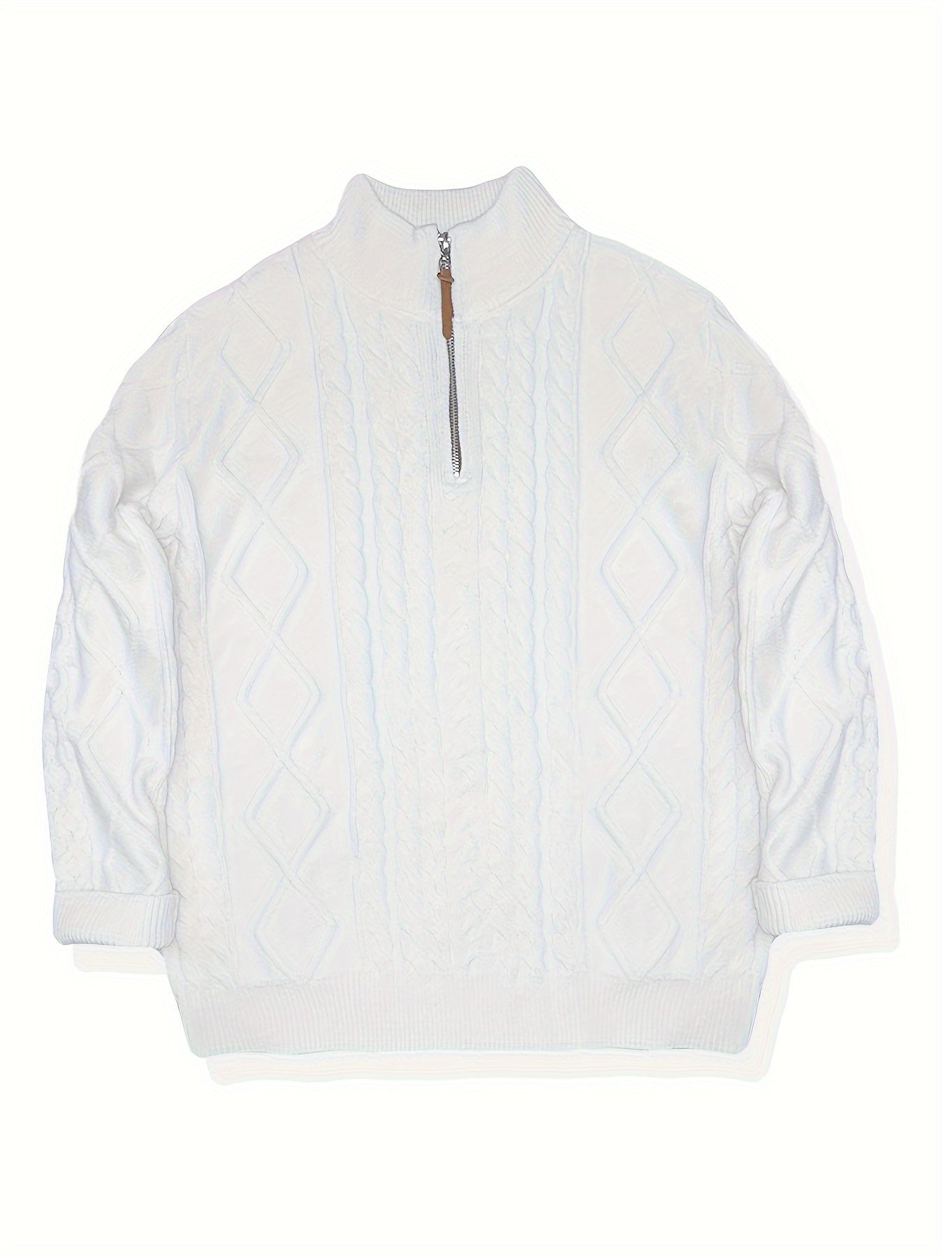 Heren Casual Effen Kleur Viscose Blend Knit 1/4 Zip Trui, Herfst/Winter, Machine Wasbaar