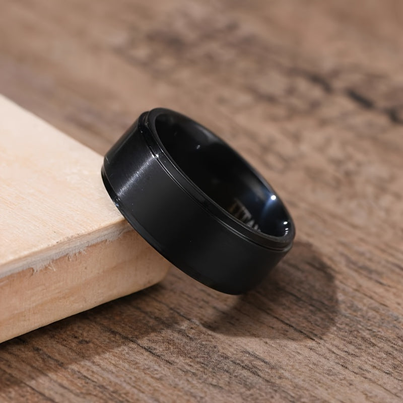 1 stuk PANASH 8MM Titanium Stalen Ring, Mode Zwart Goud Geplateerd, Duurzaam Krassenbestendig, Uniek Cadeau voor Vriendschap, Verjaardag, Huwelijk, Afstuderen, Kerst - Enkele Ring met Analoge Steen Creatie
