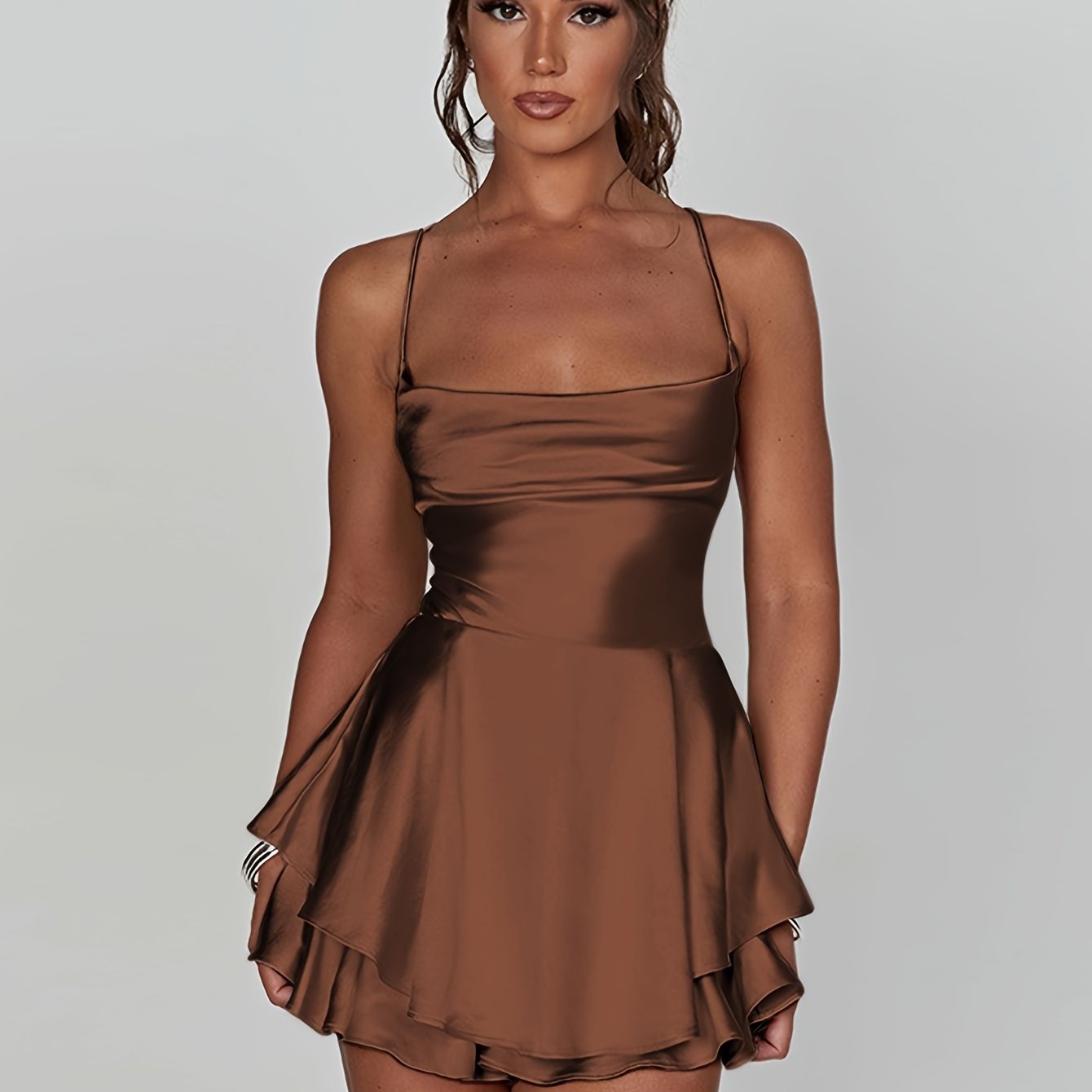 Luna Silk | Satin Flare Mini Dress