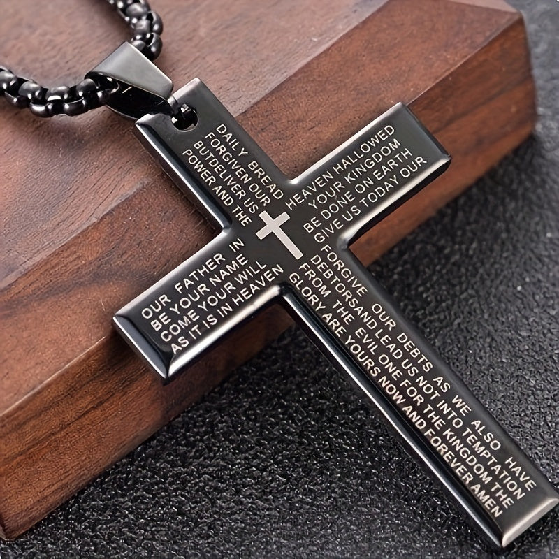 1 stuk Europese en Amerikaanse trendy nieuwe religieuze gegraveerde kruisketting, en veelzijdig voor mannen en vrouwen, kruis hanger ketting