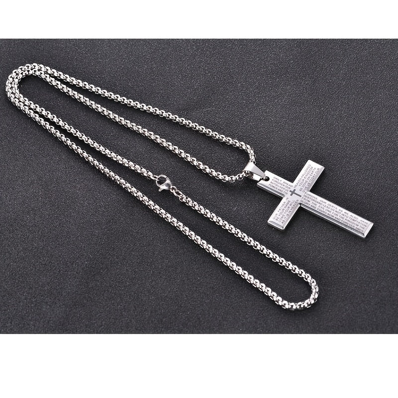 1 stuk Europese en Amerikaanse trendy nieuwe religieuze gegraveerde kruisketting, en veelzijdig voor mannen en vrouwen, kruis hanger ketting