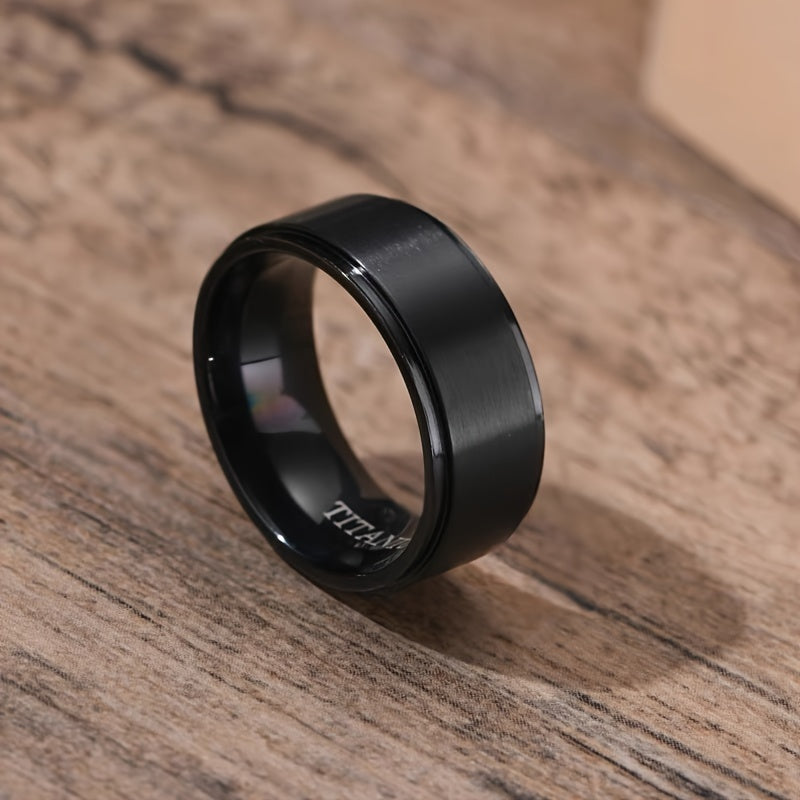 1 stuk PANASH 8MM Titanium Stalen Ring, Mode Zwart Goud Geplateerd, Duurzaam Krassenbestendig, Uniek Cadeau voor Vriendschap, Verjaardag, Huwelijk, Afstuderen, Kerst - Enkele Ring met Analoge Steen Creatie