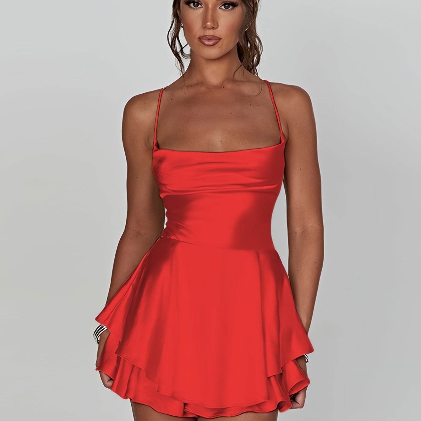 Luna Silk | Satin Flare Mini Dress