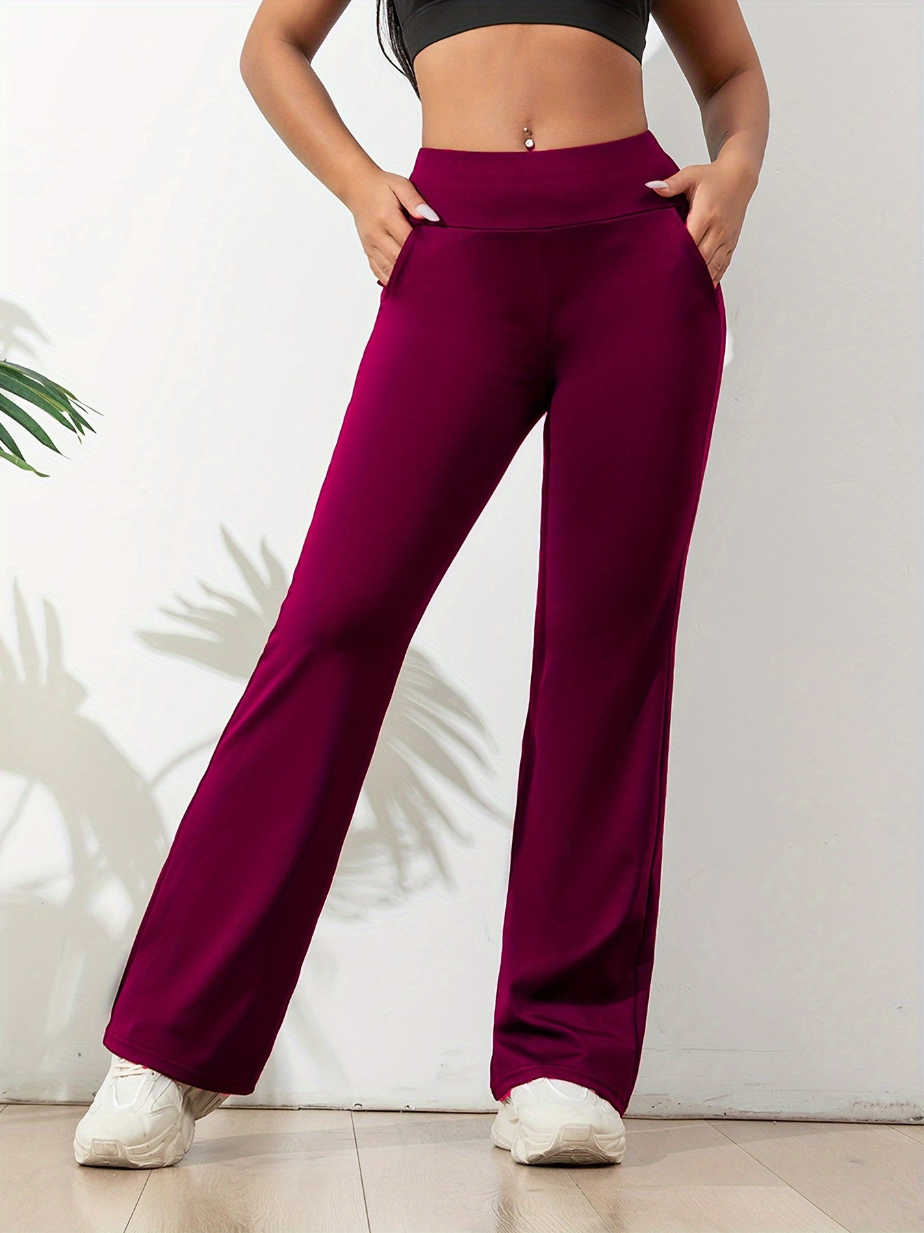 Effen gekleurde casual yogabroek