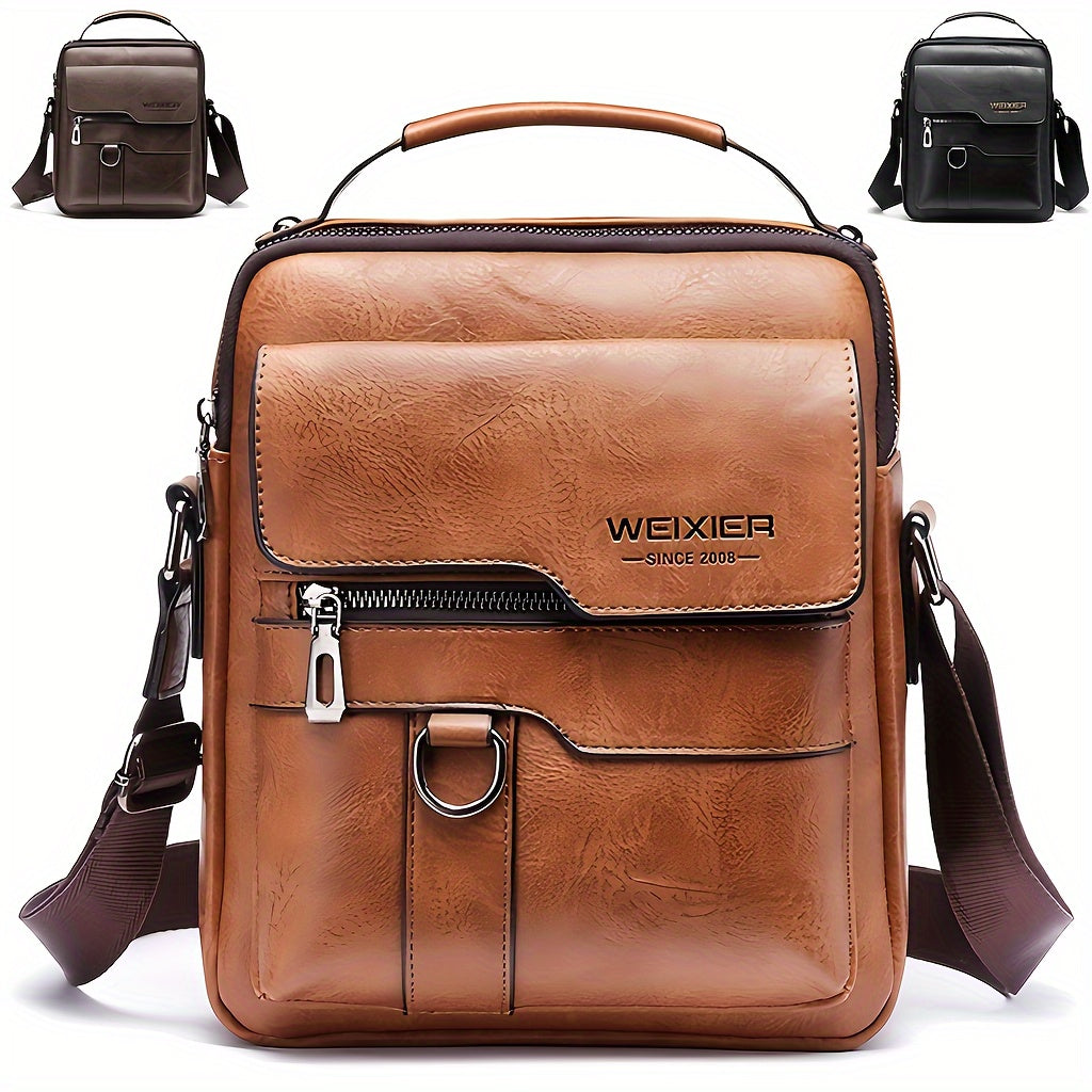 Authentieke leren messenger tas voor heren, vintage stijl zakelijke handtas