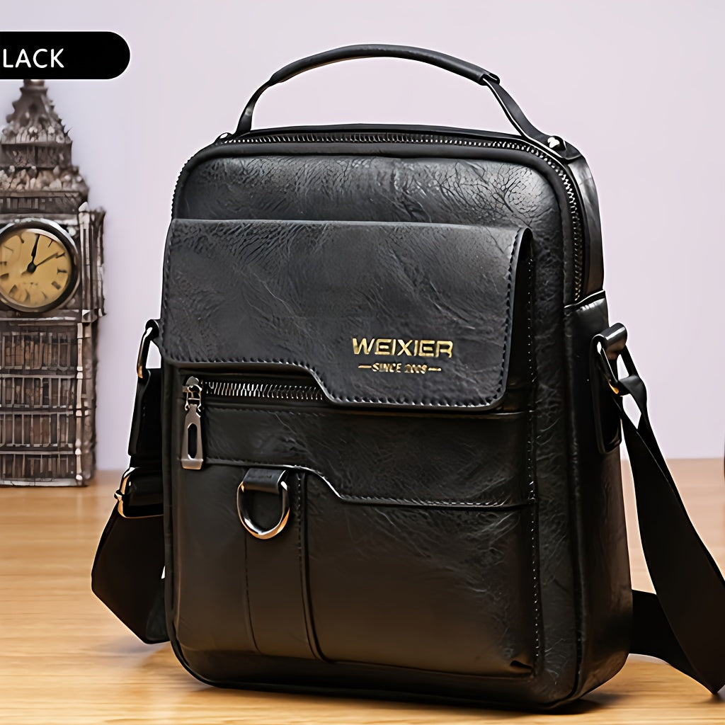 Authentieke leren messenger tas voor heren, vintage stijl zakelijke handtas