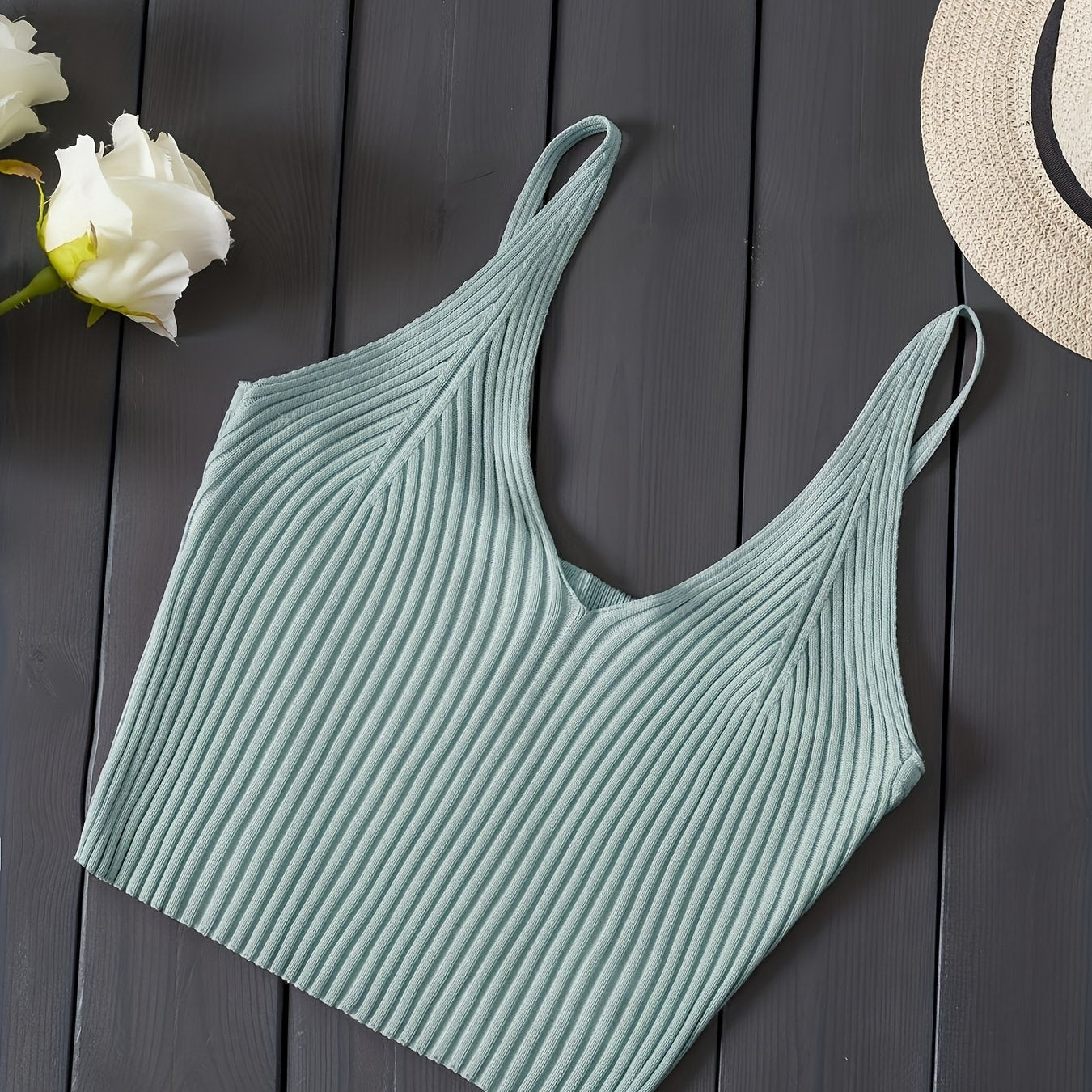 Valentijnsdag Geribbelde Gebreide Crop Cami Top, Y2K Mouwloze Top Voor Lente & Zomer, Dameskleding