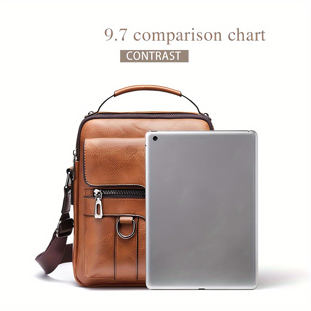 Authentieke leren messenger tas voor heren, vintage stijl zakelijke handtas
