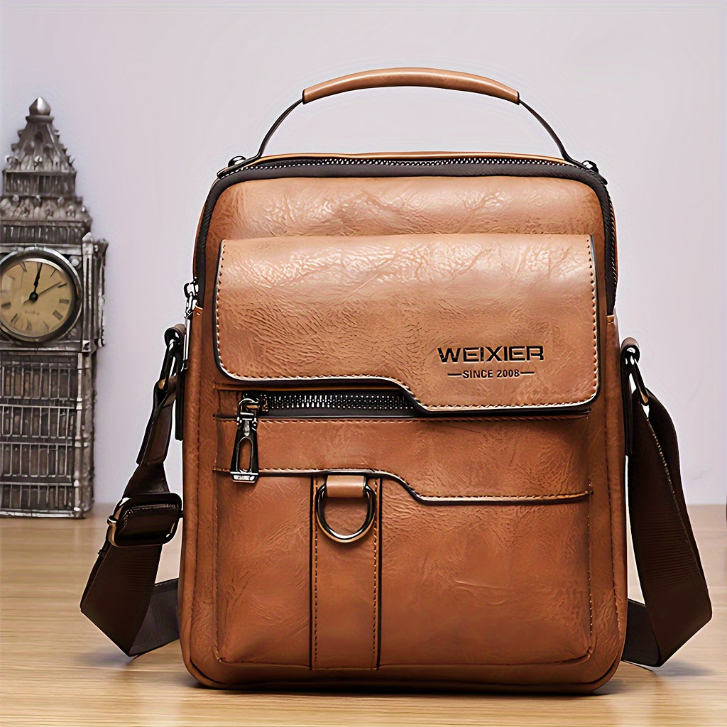 Authentieke leren messenger tas voor heren, vintage stijl zakelijke handtas