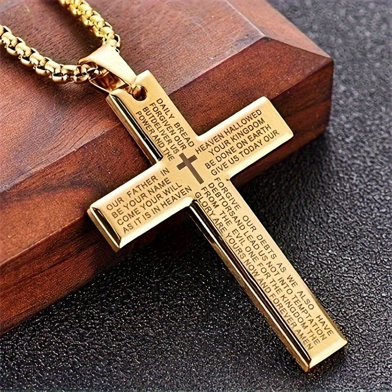 1 stuk Europese en Amerikaanse trendy nieuwe religieuze gegraveerde kruisketting, en veelzijdig voor mannen en vrouwen, kruis hanger ketting
