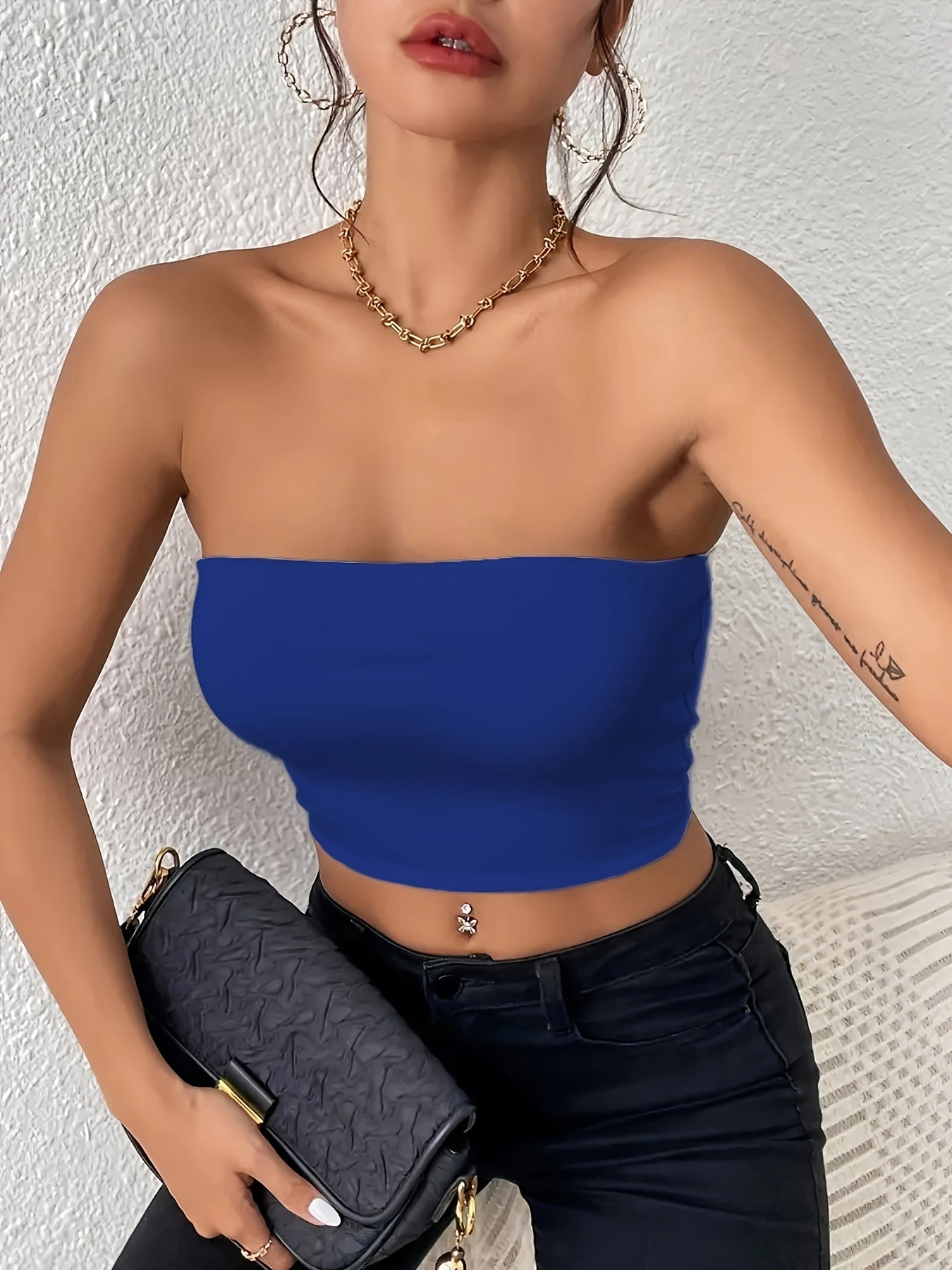 Sexy bodycon crop tube top, stevige elastische tube top, casual tops voor elke dag, dameskleding