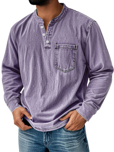 Heren Henley Shirt Lange Mouwen