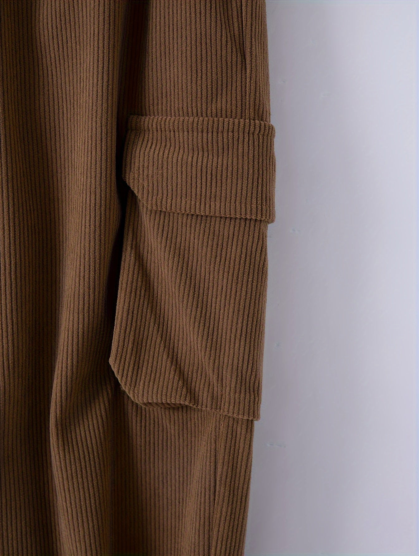 1 stuk heren corduroy cargobroek, tinta unita midden taille met zakken, trekkoord taille, lichte stretch, casual regular fit, comfortabele ademende polyester voering, modieuze dagelijkse broek