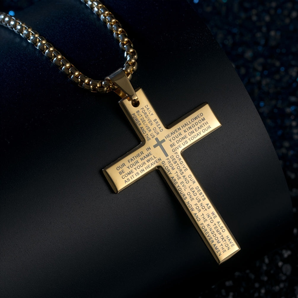 1 stuk Europese en Amerikaanse trendy nieuwe religieuze gegraveerde kruisketting, en veelzijdig voor mannen en vrouwen, kruis hanger ketting