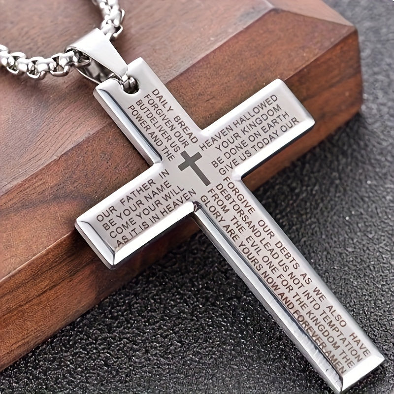 1 stuk Europese en Amerikaanse trendy nieuwe religieuze gegraveerde kruisketting, en veelzijdig voor mannen en vrouwen, kruis hanger ketting