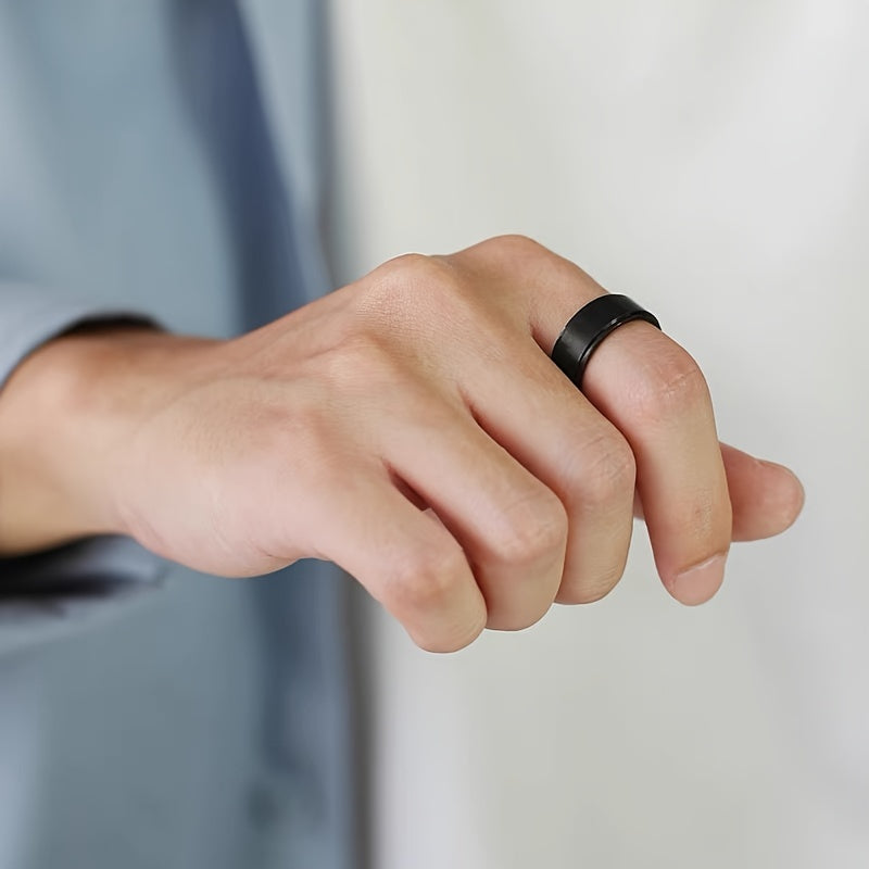 1 stuk PANASH 8MM Titanium Stalen Ring, Mode Zwart Goud Geplateerd, Duurzaam Krassenbestendig, Uniek Cadeau voor Vriendschap, Verjaardag, Huwelijk, Afstuderen, Kerst - Enkele Ring met Analoge Steen Creatie