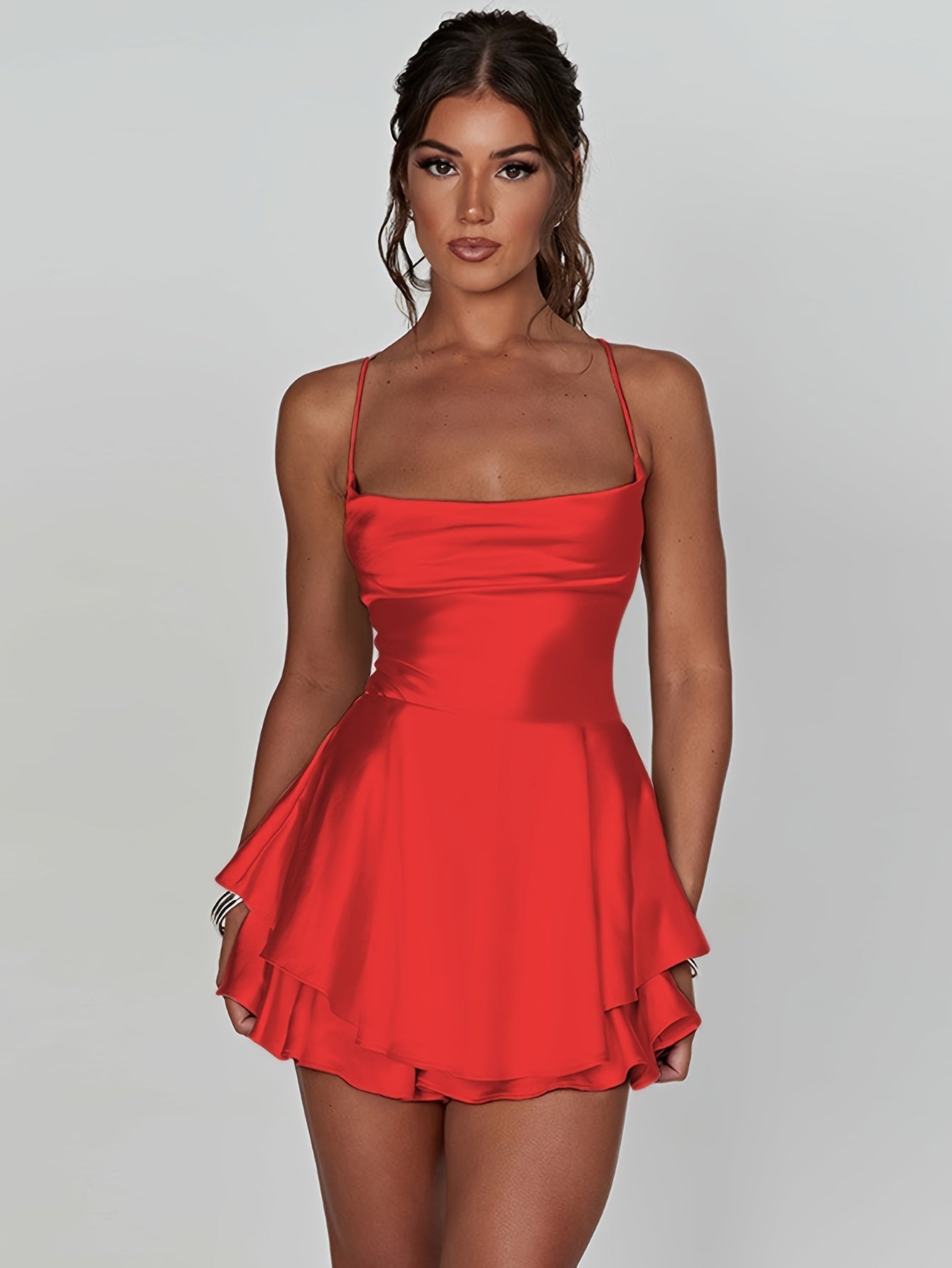 Luna Silk | Satin Flare Mini Dress