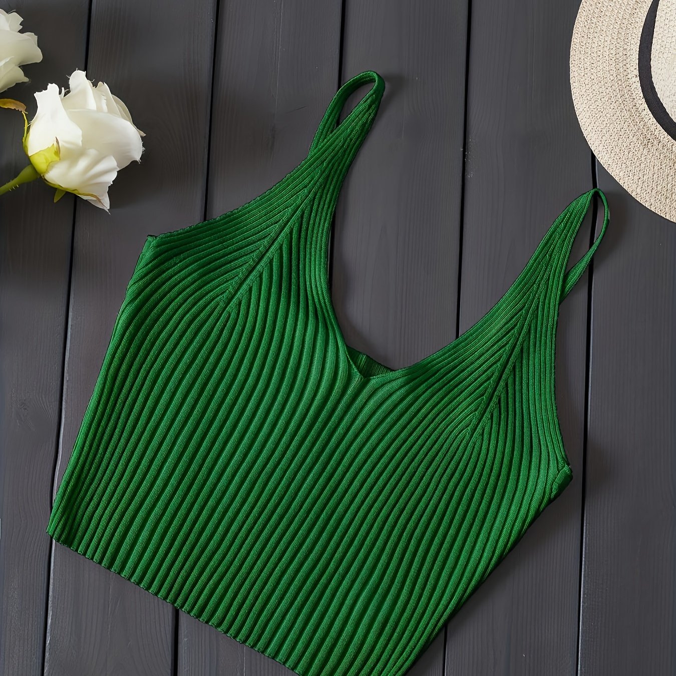 Valentijnsdag Geribbelde Gebreide Crop Cami Top, Y2K Mouwloze Top Voor Lente & Zomer, Dameskleding