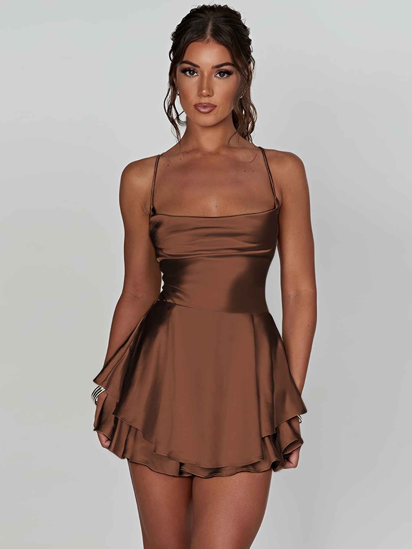 Luna Silk | Satin Flare Mini Dress