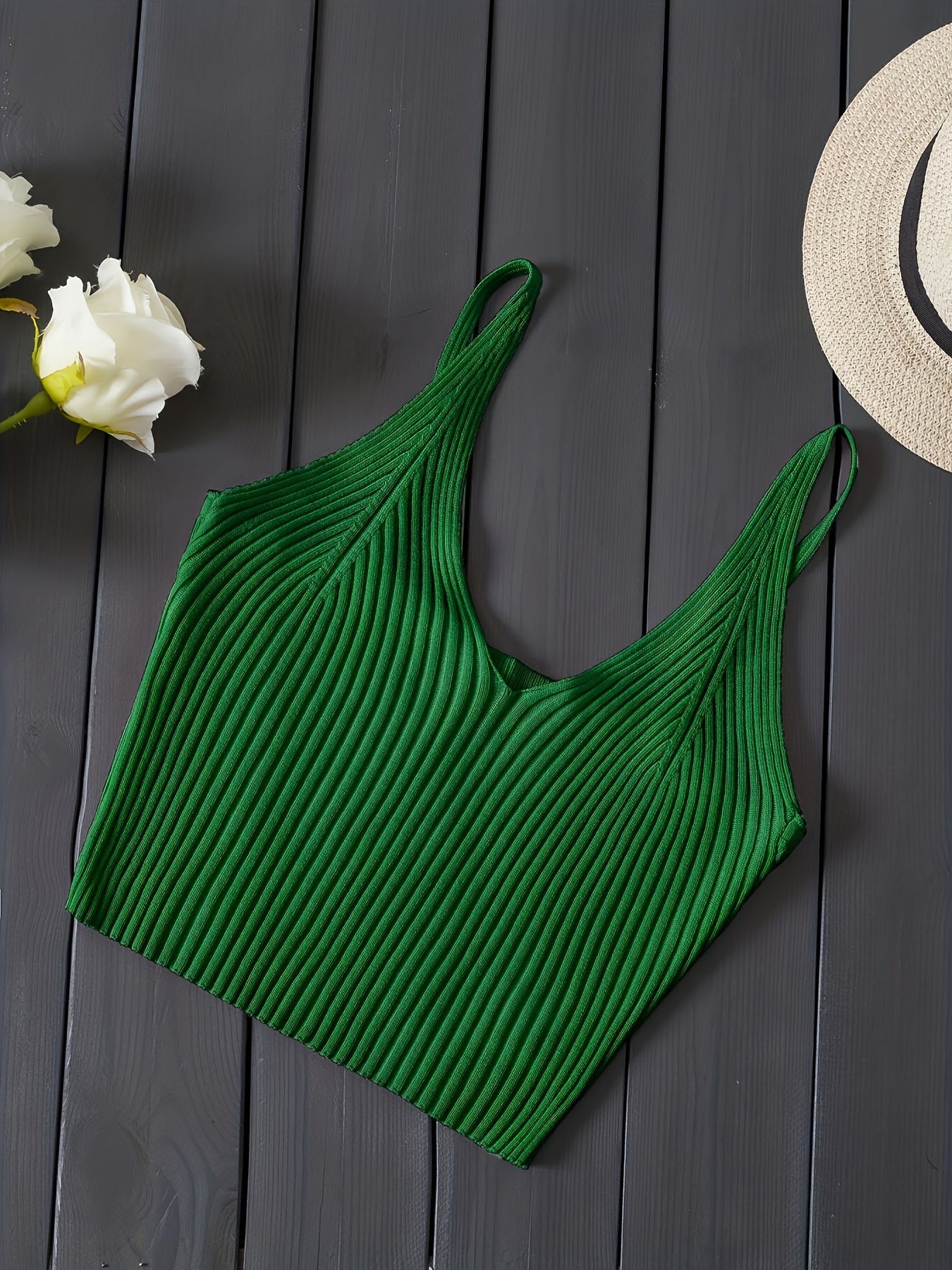 Valentijnsdag Geribbelde Gebreide Crop Cami Top, Y2K Mouwloze Top Voor Lente & Zomer, Dameskleding