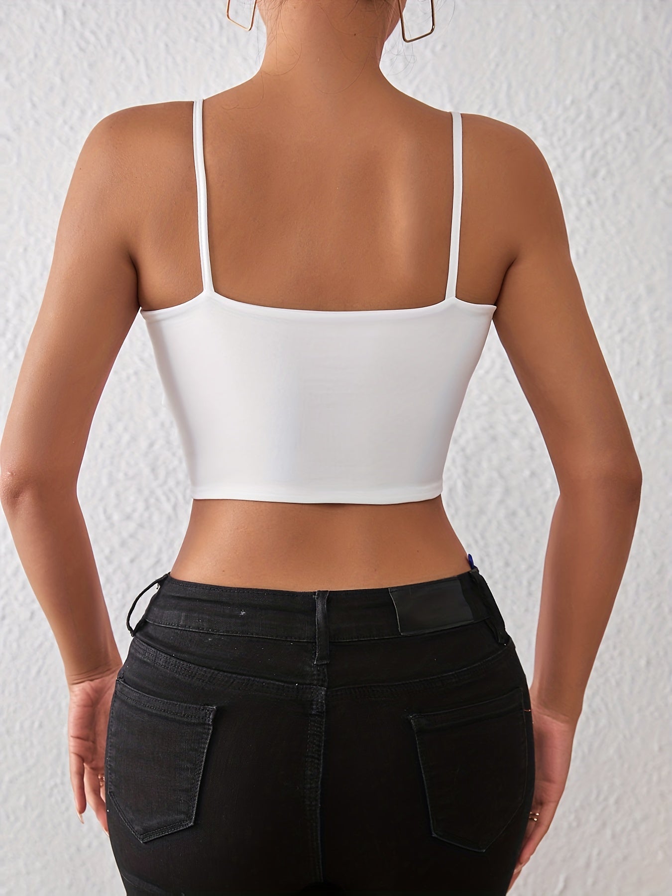Crop top met spaghettibandjes, veelzijdige cami-top zonder rug voor de zomer, dameskleding