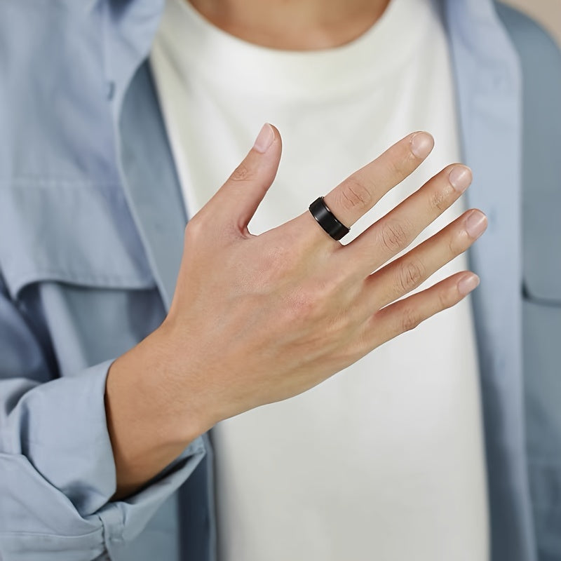 1 stuk PANASH 8MM Titanium Stalen Ring, Mode Zwart Goud Geplateerd, Duurzaam Krassenbestendig, Uniek Cadeau voor Vriendschap, Verjaardag, Huwelijk, Afstuderen, Kerst - Enkele Ring met Analoge Steen Creatie