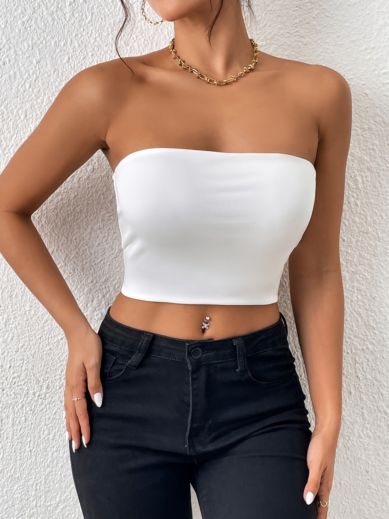 Sexy bodycon crop tube top, stevige elastische tube top, casual tops voor elke dag, dameskleding