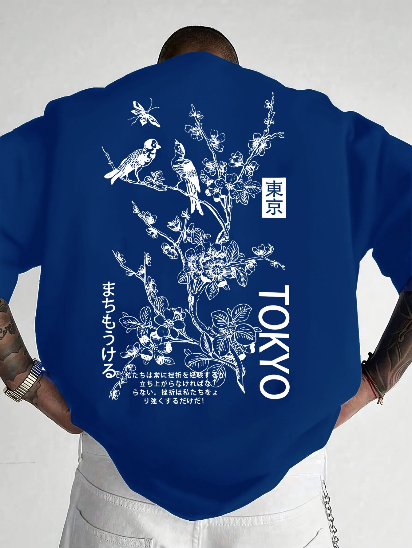 Heren Casual T-Shirt met Bloemen- & Vogelprint - Ademend Polyester, Ronde Hals, Korte Mouwen - Perfect voor de Zomer