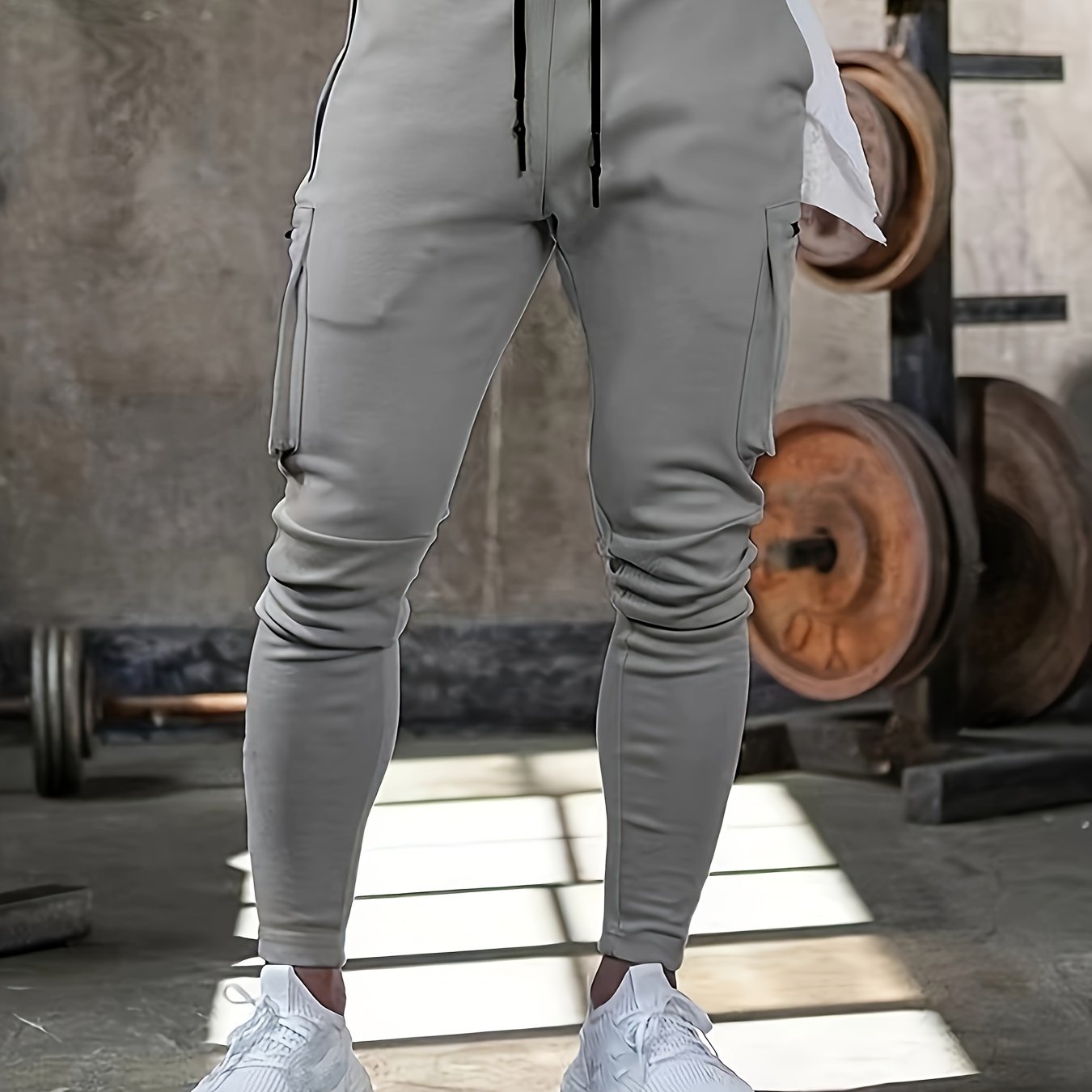 Herensportbroek met camouflageprint, multifunctionele cargojoggingbroek, casual trainingsbroek voor de sportschool, veelzijdige sportbroek met trekkoord en zakken, outdoor kleding.