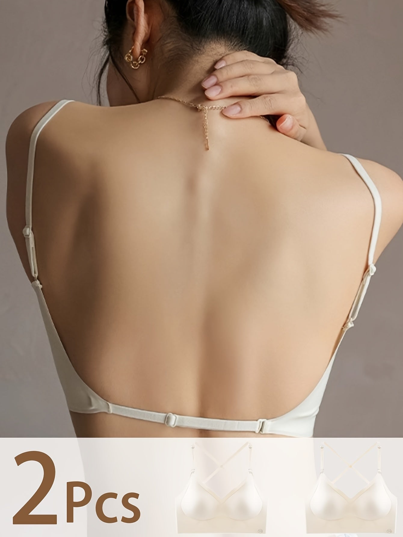 2 stuks naadloze U-rugloze sportbeha set, ademend comfortabel crop top met verstelbare bandjes voor yoga en fitness