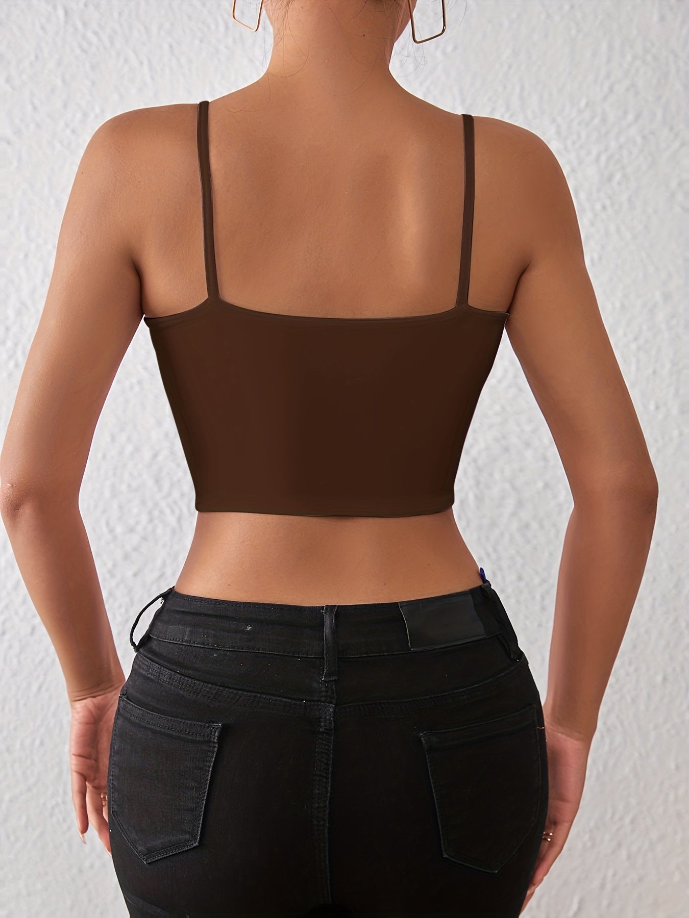 Crop top met spaghettibandjes, veelzijdige cami-top zonder rug voor de zomer, dameskleding