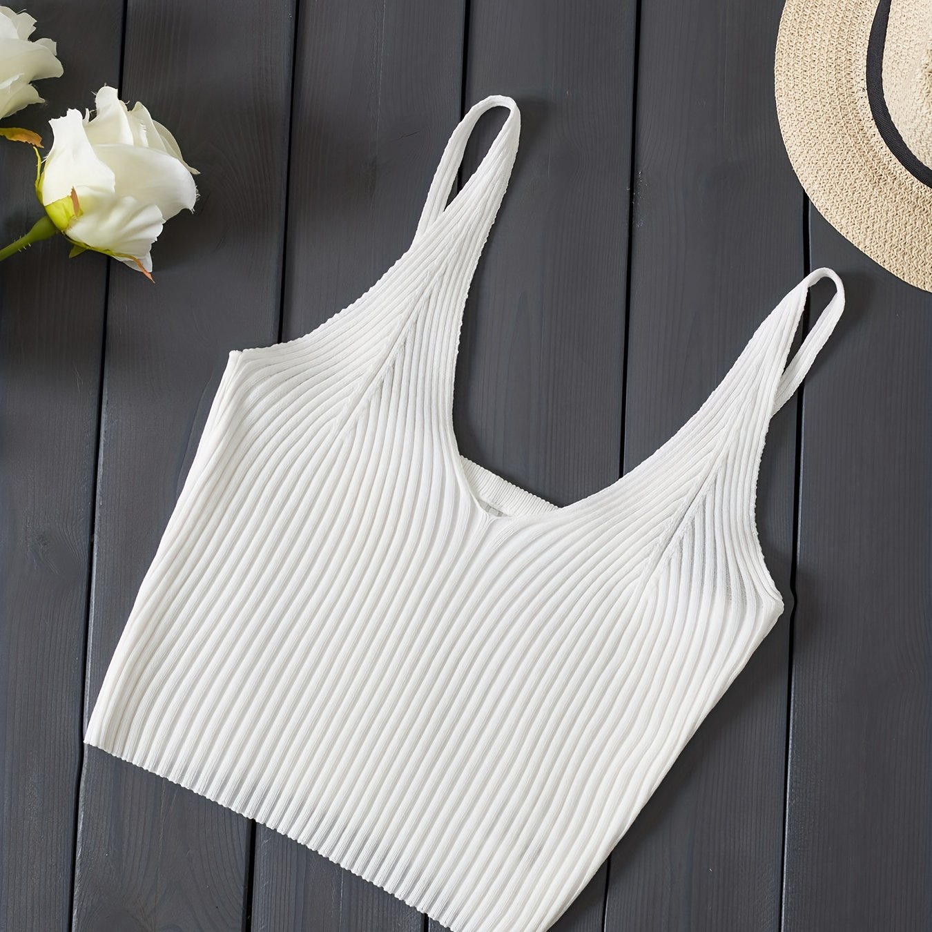 Valentijnsdag Geribbelde Gebreide Crop Cami Top, Y2K Mouwloze Top Voor Lente & Zomer, Dameskleding