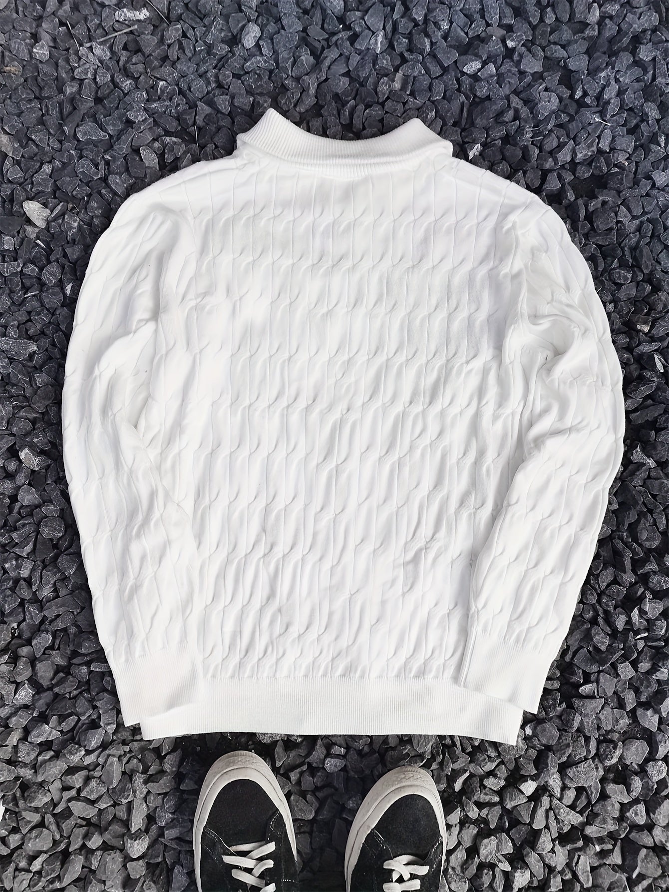 Herensweater casual, viscose breiwerk, effen kleur, reguliere pasvorm, crew hals, 1/4 rits, stretch stof, voor dagelijks gebruik en forenzen, herfst/winterseizoen