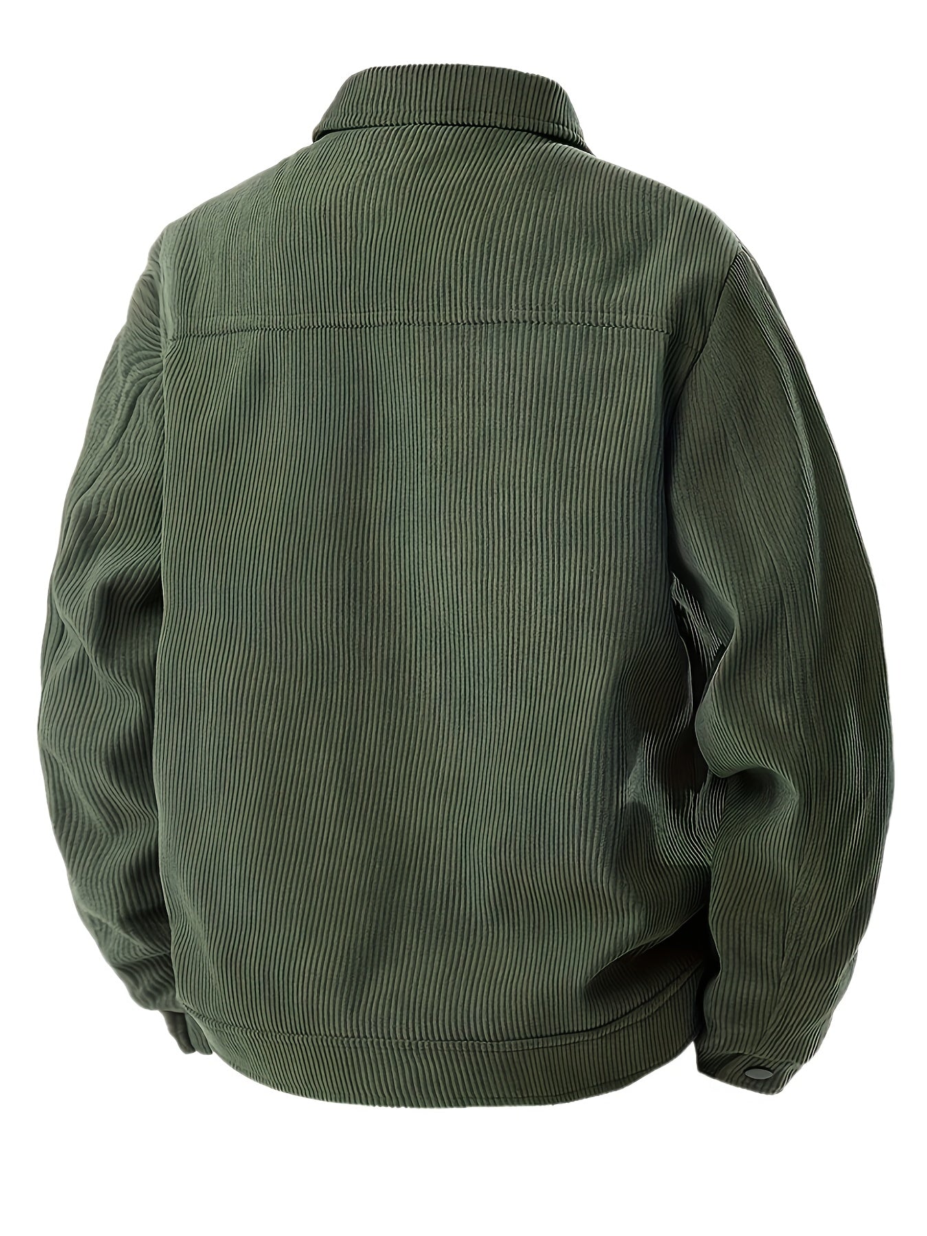 Herencorduroy Cargojack - Zwart, Ontwerp met Meerdere Zakken en Klepzakken, Knoopsluiting, Lange Mouwen, Casual Stijl, Machinewasbaar, Polyester Materiaal