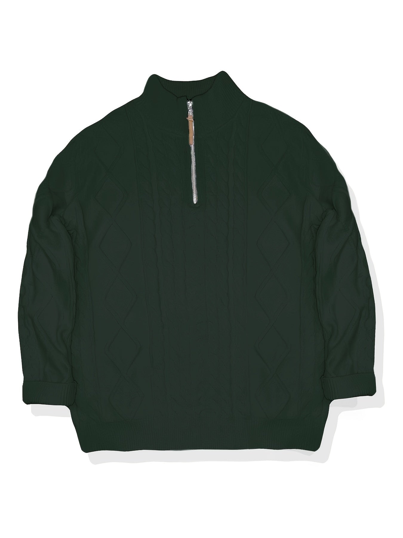 Heren Casual Effen Kleur Viscose Blend Knit 1/4 Zip Trui, Herfst/Winter, Machine Wasbaar