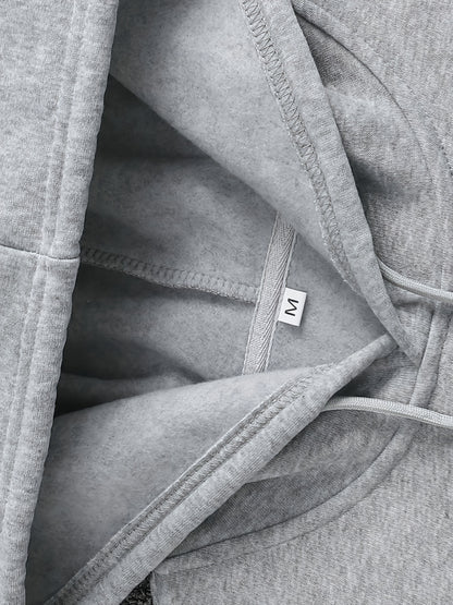 1pc Heren Casual French Terry Hoodie met Tokyo Print, Geometrisch Patroon, Niet-Stretch Breisel, Losse Pasvorm, Normale Lengte, Capuchon Kraag en Zak Detail